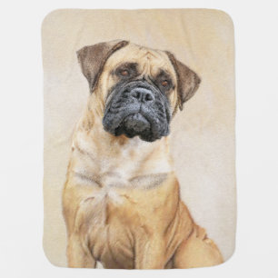 Bullmastiff Painting - Cute Original Dog Art Baby Blanket