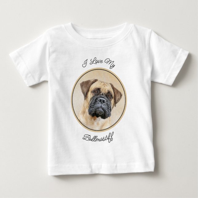 Bullmastiff Painting - Cute Original Dog Art Baby T-Shirt (Front)