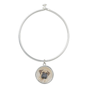 Bullmastiff Painting - Cute Original Dog Art Bangle Bracelet