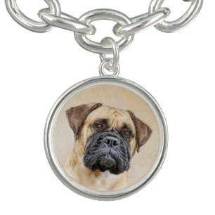 Bullmastiff Painting - Cute Original Dog Art Bracelet