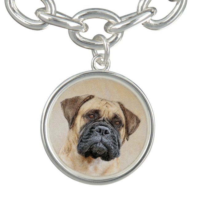 Bullmastiff Painting - Cute Original Dog Art Bracelet (Design)