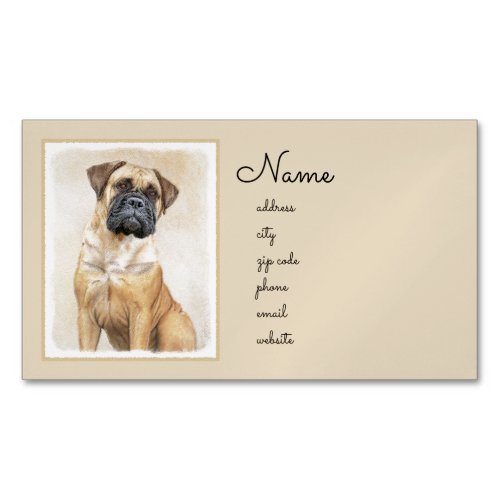 Bullmastiff Painting _ Cute Original Dog Art Business Card Magnet