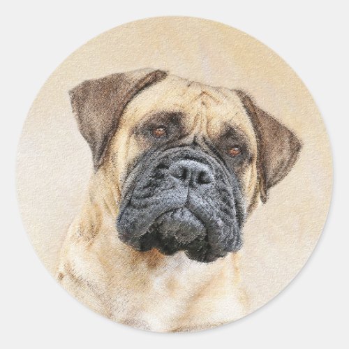 Bullmastiff Painting _ Cute Original Dog Art Classic Round Sticker