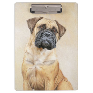 Bullmastiff Painting - Cute Original Dog Art Clipboard