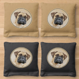 Bullmastiff Painting - Cute Original Dog Art Cornhole Bags