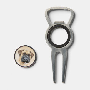 Bullmastiff Painting - Cute Original Dog Art Divot Tool