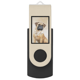 Bullmastiff Painting - Cute Original Dog Art Flash Drive