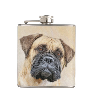 Bullmastiff Painting - Cute Original Dog Art Flask