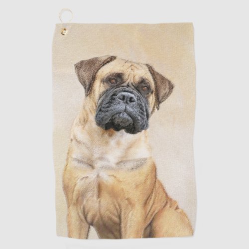 Bullmastiff Painting _ Cute Original Dog Art Golf Towel