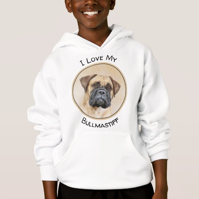 Bullmastiff Painting - Cute Original Dog Art Hoodie (Front)