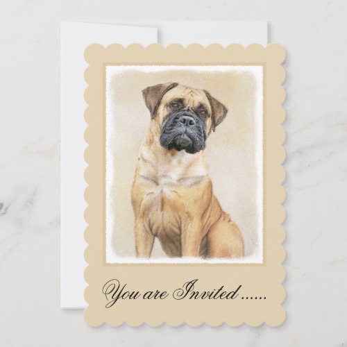 Bullmastiff Painting _ Cute Original Dog Art Invitation