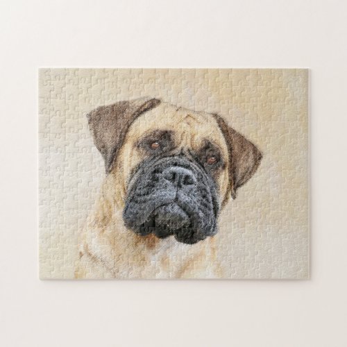 Bullmastiff Painting _ Cute Original Dog Art Jigsaw Puzzle