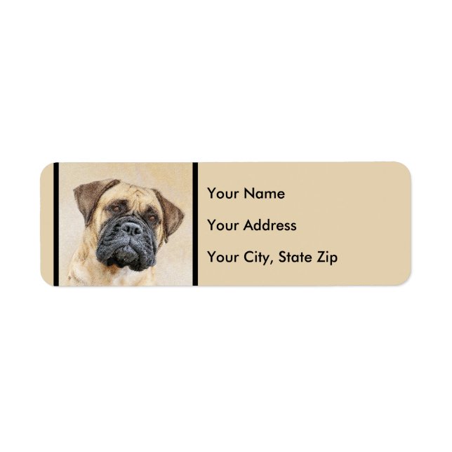Bullmastiff Painting - Cute Original Dog Art Label (Front)