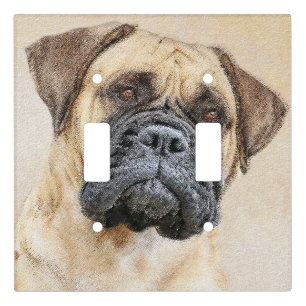 Bullmastiff Painting - Cute Original Dog Art Light Switch Cover