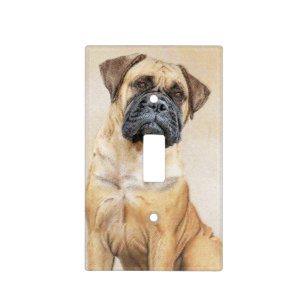 Bullmastiff Painting - Cute Original Dog Art Light Switch Cover
