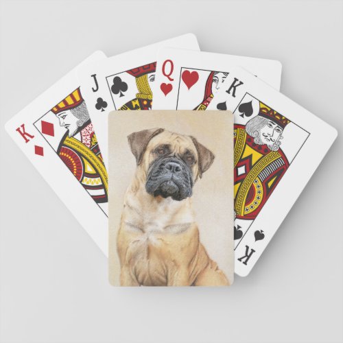 Bullmastiff Painting _ Cute Original Dog Art Playing Cards