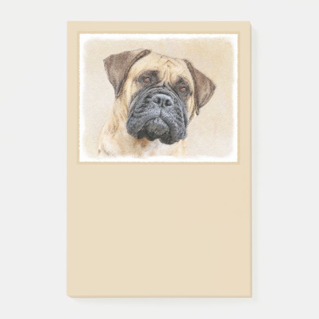 Bullmastiff Painting - Cute Original Dog Art Post-it Notes (Front)
