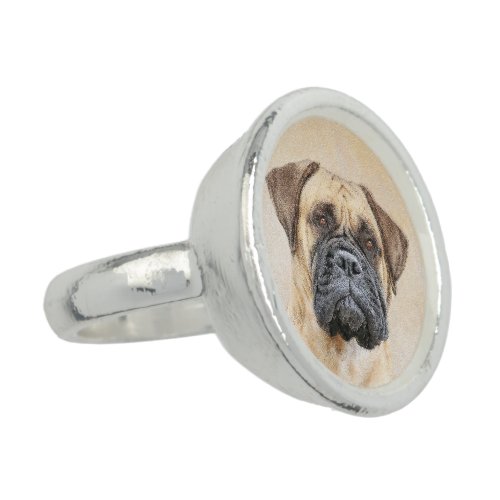 Bullmastiff Painting _ Cute Original Dog Art Ring