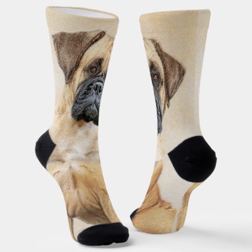 Bullmastiff Painting _ Cute Original Dog Art Socks