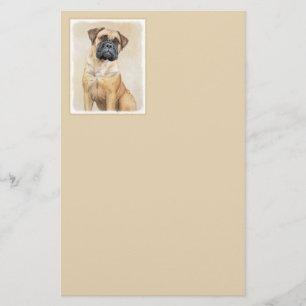 Bullmastiff Painting - Cute Original Dog Art Stationery