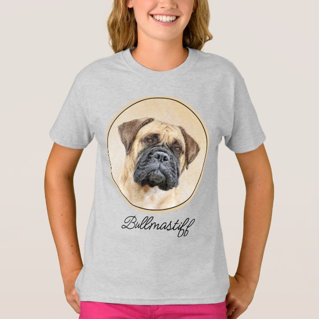 Bullmastiff Painting - Cute Original Dog Art T-Shi T-Shirt (Front)