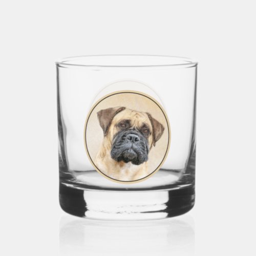 Bullmastiff Painting _ Cute Original Dog Art Whiskey Glass