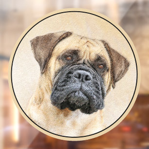 Bullmastiff Painting - Cute Original Dog Art Window Cling