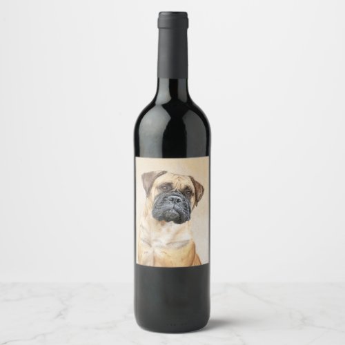 Bullmastiff Painting _ Cute Original Dog Art Wine Label