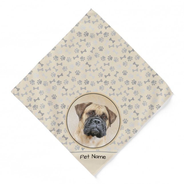 Bullmastiff Painting Fawn Red Sable Cute Dog Art Bandana (Front)