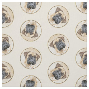 Bullmastiff Painting Fawn Red Sable Cute Dog Art Fabric