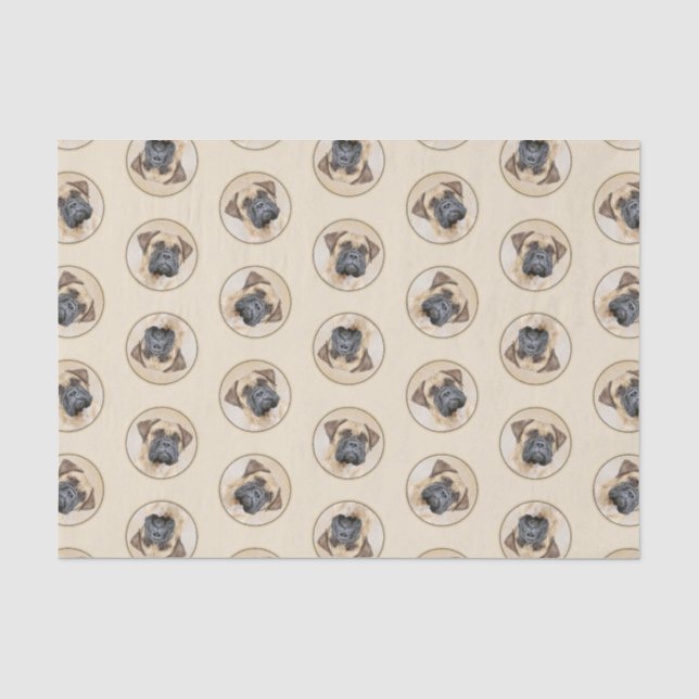 Bullmastiff Painting Fawn Red Sable Cute Dog Art Tissue Paper (Front)