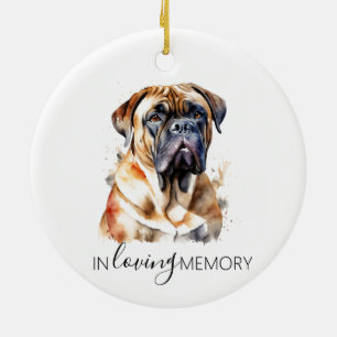 Bullmastiff pet dog memorial watercolour Christmas Ceramic Ornament