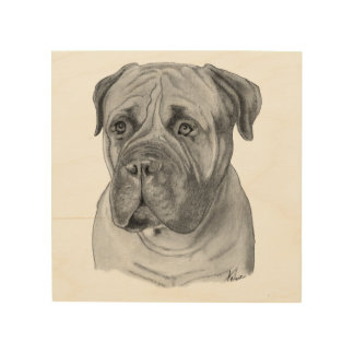 Bullmastiff Portrait Wood Wall Art