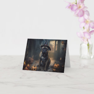 Bullmastiff Pumpkins Halloween Scary Card