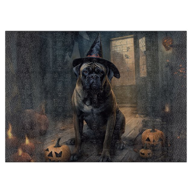 Bullmastiff Pumpkins Halloween Scary  Cutting Board (Front)