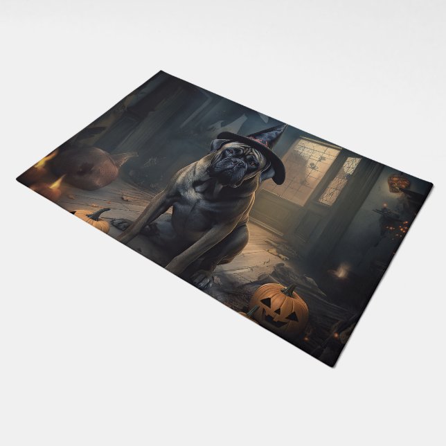 Bullmastiff Pumpkins Halloween Scary  Doormat (Angled)