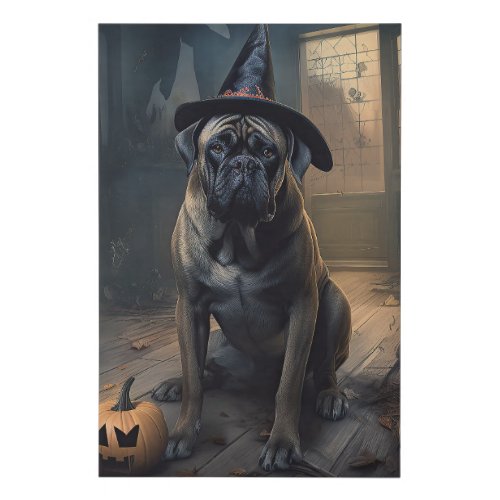 Bullmastiff Pumpkins Halloween Scary  Faux Canvas Print