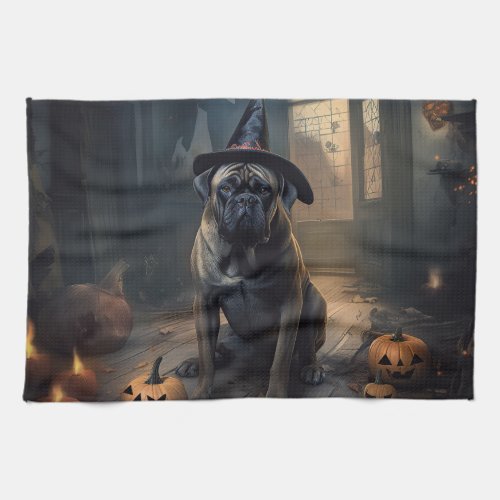 Bullmastiff Pumpkins Halloween Scary  Kitchen Towel