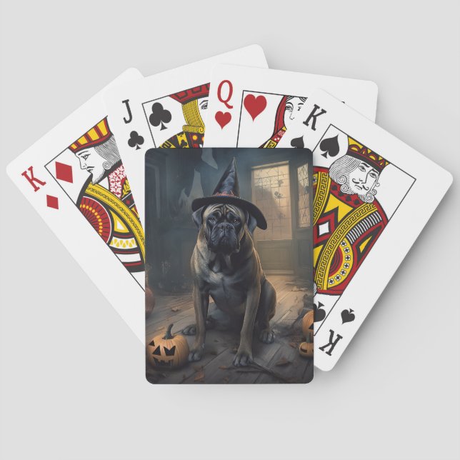 Bullmastiff Pumpkins Halloween Scary  Poker Cards (Back)