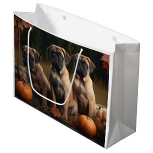 Bullmastiff Puppy Autumn Delight Pumpkin Large Gift Bag