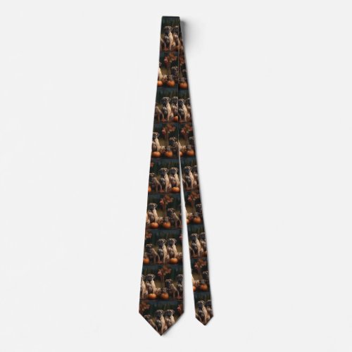 Bullmastiff  Puppy Autumn Delight Pumpkin Neck Tie