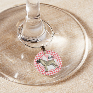 Bullmastiff; Red and White Gingham Wine Charm