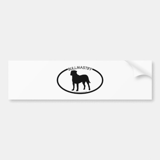 Bullmastiff Silhouette Black Bumper Sticker (Front)