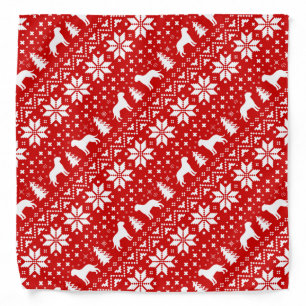 Bullmastiff Silhouettes Christmas Pattern Red Bandana
