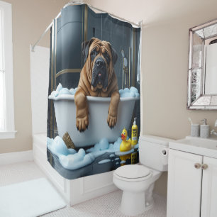 Bullmastiff Sloppy Sleepy Cute Funny Shower Curtain