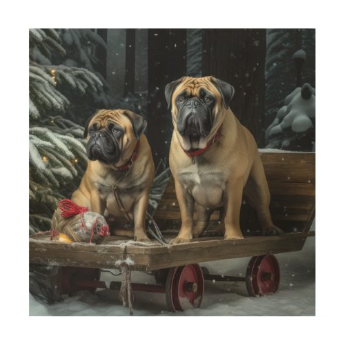 Bullmastiff Snowy Sleigh Christmas Decor 