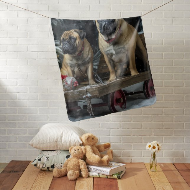 Bullmastiff Snowy Sleigh Christmas Decor  Baby Blanket (In Situ)