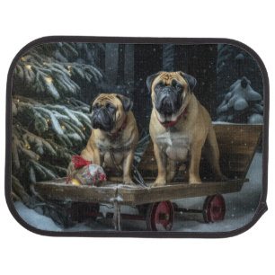 Bullmastiff Snowy Sleigh Christmas Decor Car Floor Mat