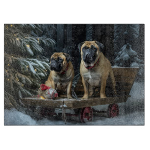 Bullmastiff Snowy Sleigh Christmas Decor Cutting Board