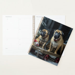 Bullmastiff Snowy Sleigh Christmas Decor Planner